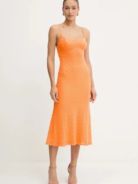 Bardot sukienka ADONI maxi dopasowana pomarańczowy