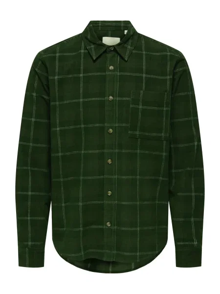 Only & Sons Košile ONSWILLIAM tmavě zelená bílá