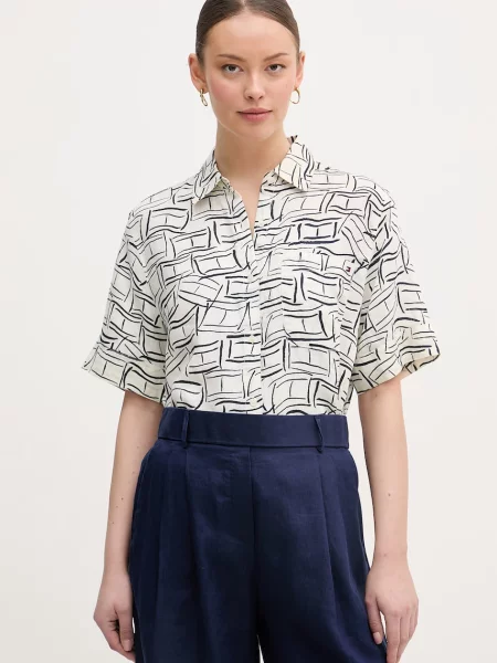 Tommy Hilfiger košile lněná béžová