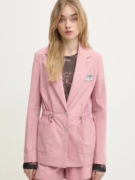 Moschino Jeans marynarka jednorzędowa różowy