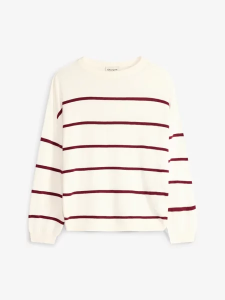 Sweter z cienkiej dzianiny z mieszanki biały