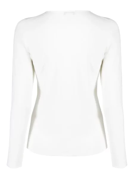 Sweter Le Tricot Perugia wełniany z okrągłym dekoltem biały