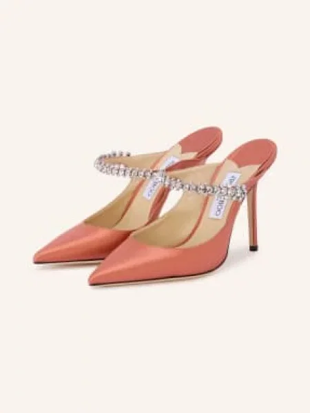 Jimmy Choo Klapki Bing Z Kamieniami Ozdobnymi orange pomarańczowe