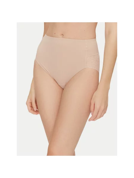 YSABEL MORA Klasične spodnje hlačke z visokim pasom bež