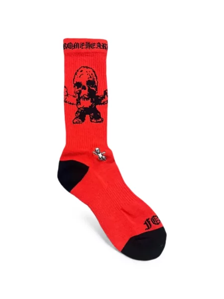 Șosete Chrome Hearts cu motiv cu inimi roșu
