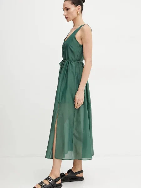 Marella sukienka z domieszką jedwabiu Emme by Marella midi rozkloszowana zielony