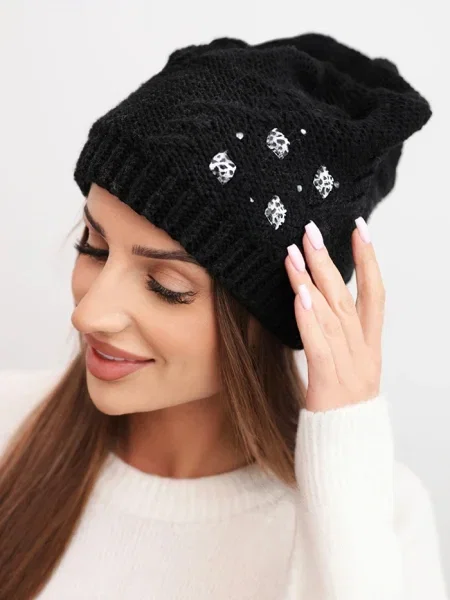 Căciulă Kesi cu aplicații negru