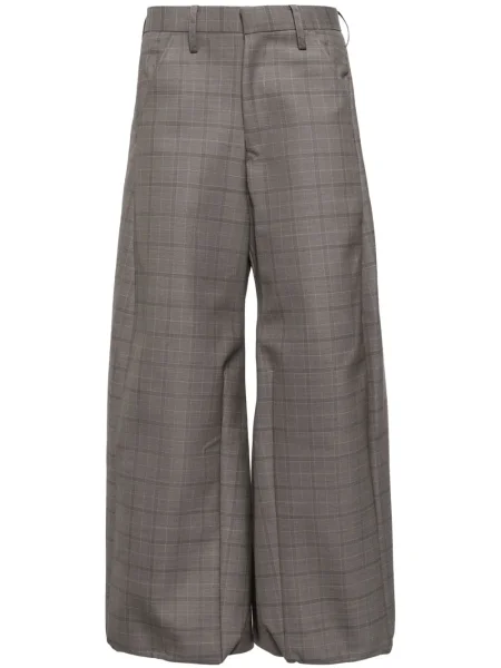 Vlněné široké kalhoty Doublet hnědé