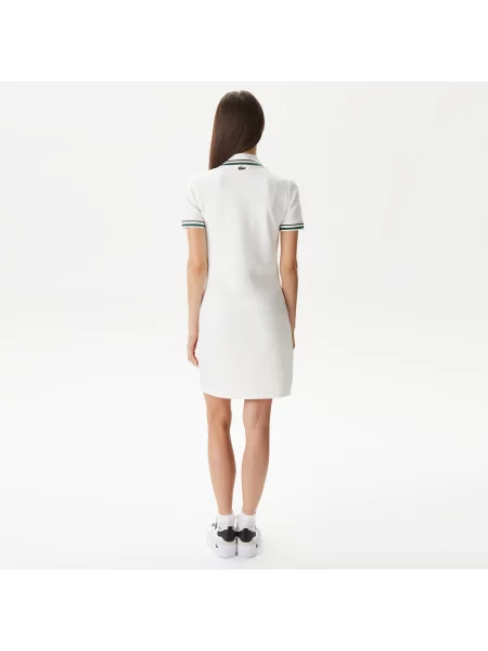 Lacoste Sukienka Straight Fit Half Zip biały