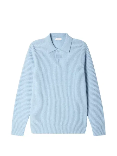 Tricou polo Sandro de lână albastru