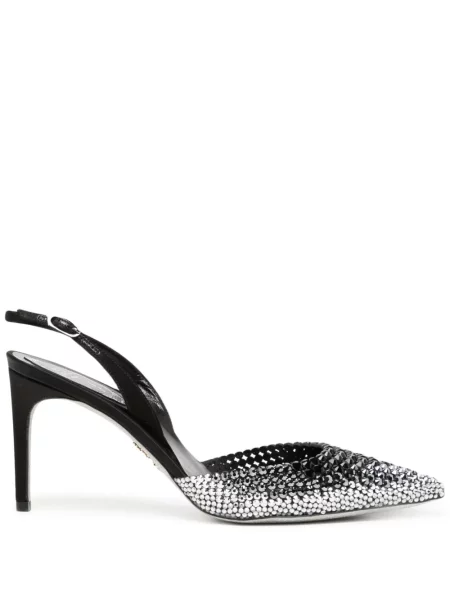 Pantofi cu toc Rene Caovilla de cristal negru