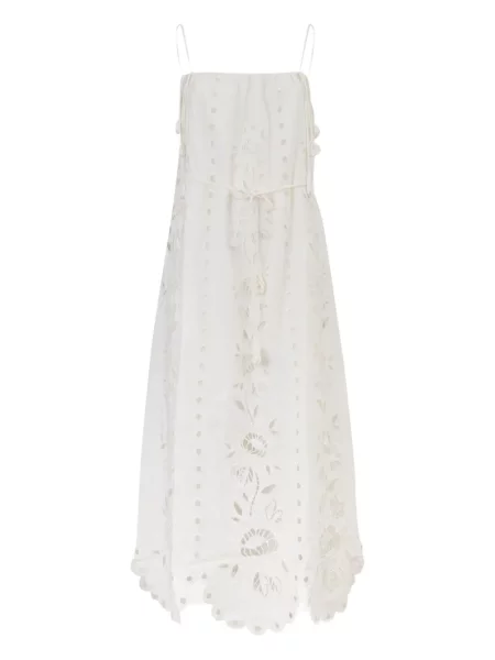 Haftowana sukienka maxi Farm Rio w kwiatki garniturowa biała