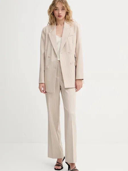 Піджак Bruuns Bazaar двобортний візерунок бежевий