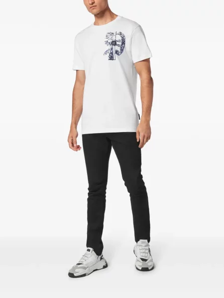 Raštuotas marškinėliai Philipp Plein balta