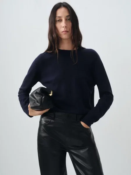 Вовняний Джемпер MANGO темно-синій синій