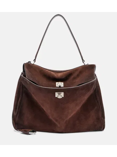 Geantă shopper Balenciaga din piele de căprioară maro