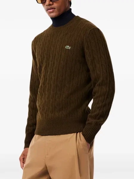 Pulover Lacoste cu autograf maro