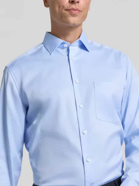Koszula biznesowa o kroju comfort fit z czystej bawełny Olymp Luxor błękitna