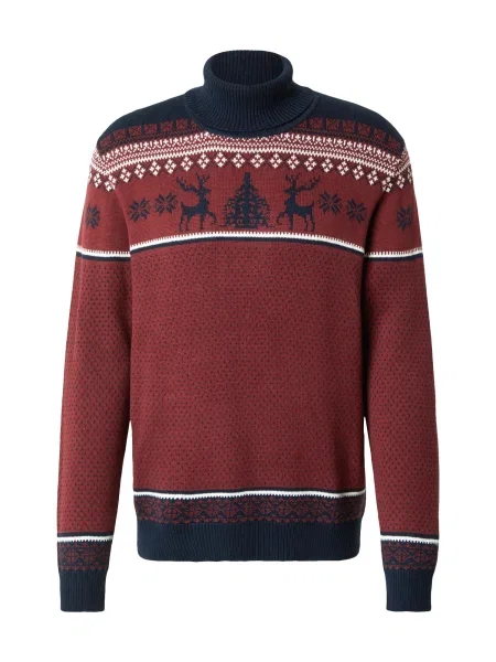 Lindbergh Svetr Holiday tmavě modrá / tmavě červená bílá