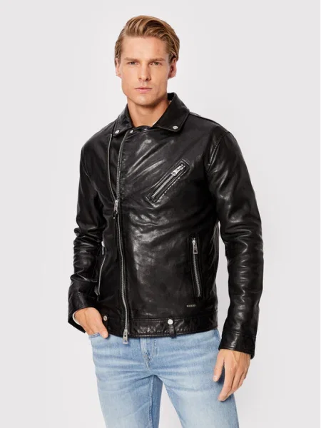 Guess Geacă de piele negru