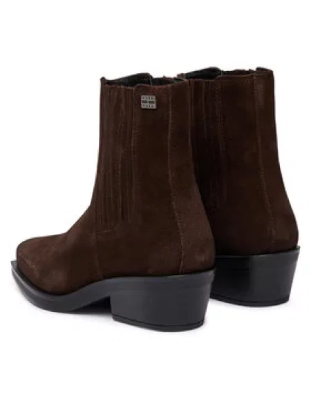 Čizme Tommy Jeans Tjw Suede Cowboy Boots Tamno smeđa