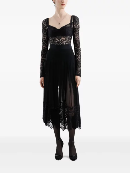 Топ Dolce & Gabbana на цветя с дантела черно