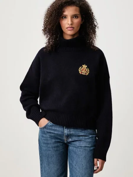 Sporty & Rich NY Crest ζιβάγκο μάλλινο γυναικείο μπλε