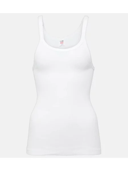 Dzianinowy top Re/done prążkowany biały