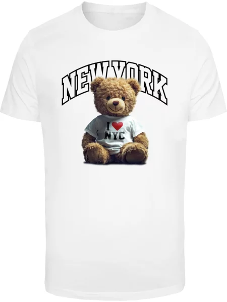 Mister Tee Tricou New York College Bear mai multe culori alb