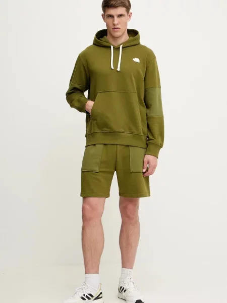 The North Face bluza Terry Relaxed z kapturem gładka zielony
