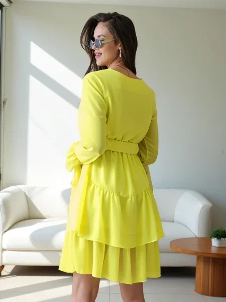Rochie mini Resti cu volane de costum alb