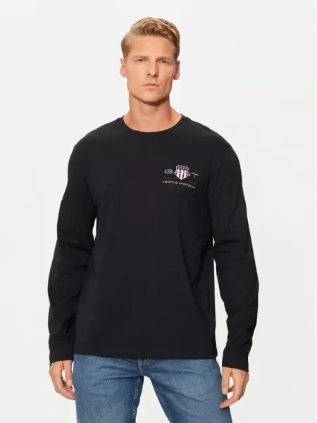 Tricou mânecă lungă Gant negru