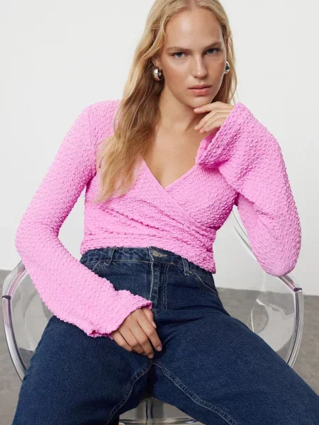 Cropp bluză Trendyol tricotate roz