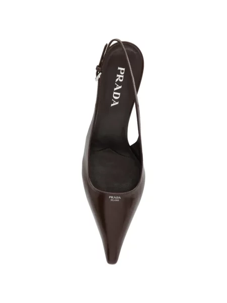 Pantofi cu toc Prada din piele slingback maro