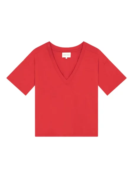 Tricou Loulou De Saison cu decolteu în V scurt roșu