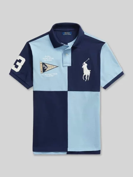 Koszulka polo o kroju regular fit z czystej bawełny z haftami Polo Ralph Lauren granatowa