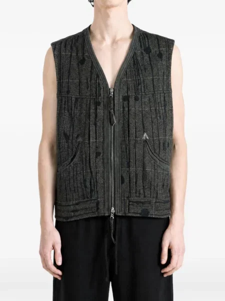 Vestă Ziggy Chen cu model herringbone gri