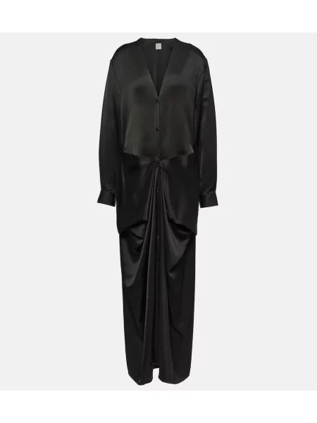Rochie maxi Toteme din satin de costum negru