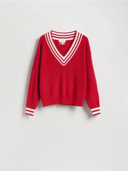 Reserved Pulover cu conținut ridicat de in roșu