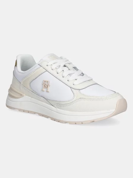 Кожени маратонки Tommy Hilfiger CASUAL FASHION RUNNER LTHR бяло