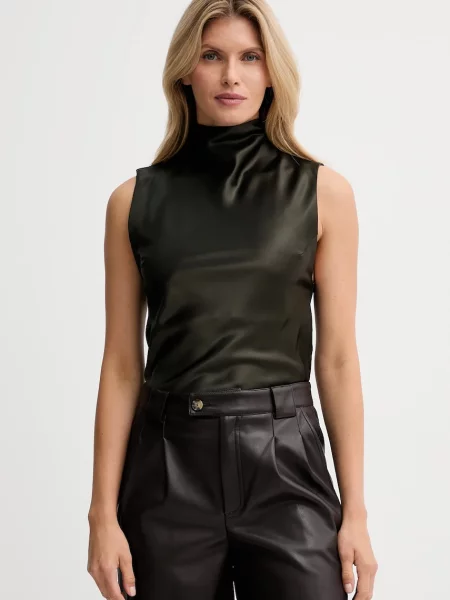 Nanushka bluză uni verde