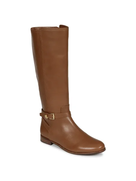 Lauren Ralph Lauren bőr csizma Brooke Tll 2 lapos talpú barna