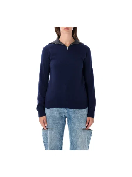 Dzianinowy sweter Mm6 Maison Margiela niebieski