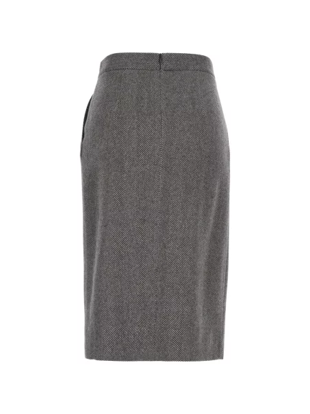 Fustă midi Antonelli cu model herringbone plic gri
