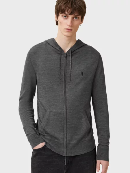 Шерстяное худи Allsaints серое