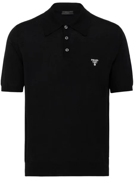 Polo Prada cu broderie de lână negru