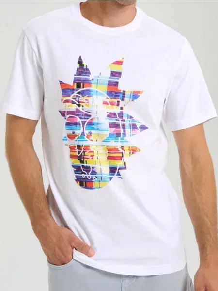 Sinsay Koszulka z nadrukiem Rick and Morty biały