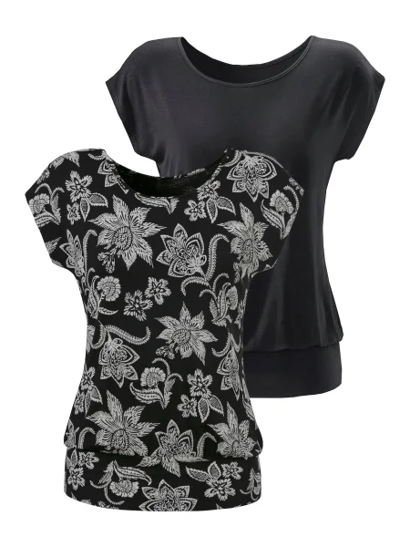 LASCANA Tricou gri negru