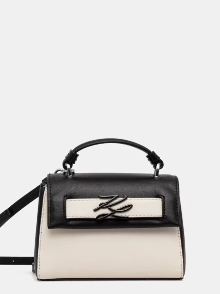 Geanta crossbody Karl Lagerfeld din piele cu autograf negru