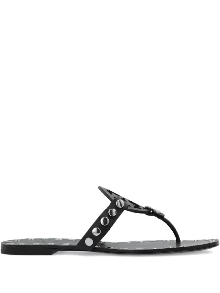 Sandale Tory Burch din piele fără toc cu tepi negru